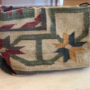 Rare Vintage Ornate Wool Shoulder Handbag